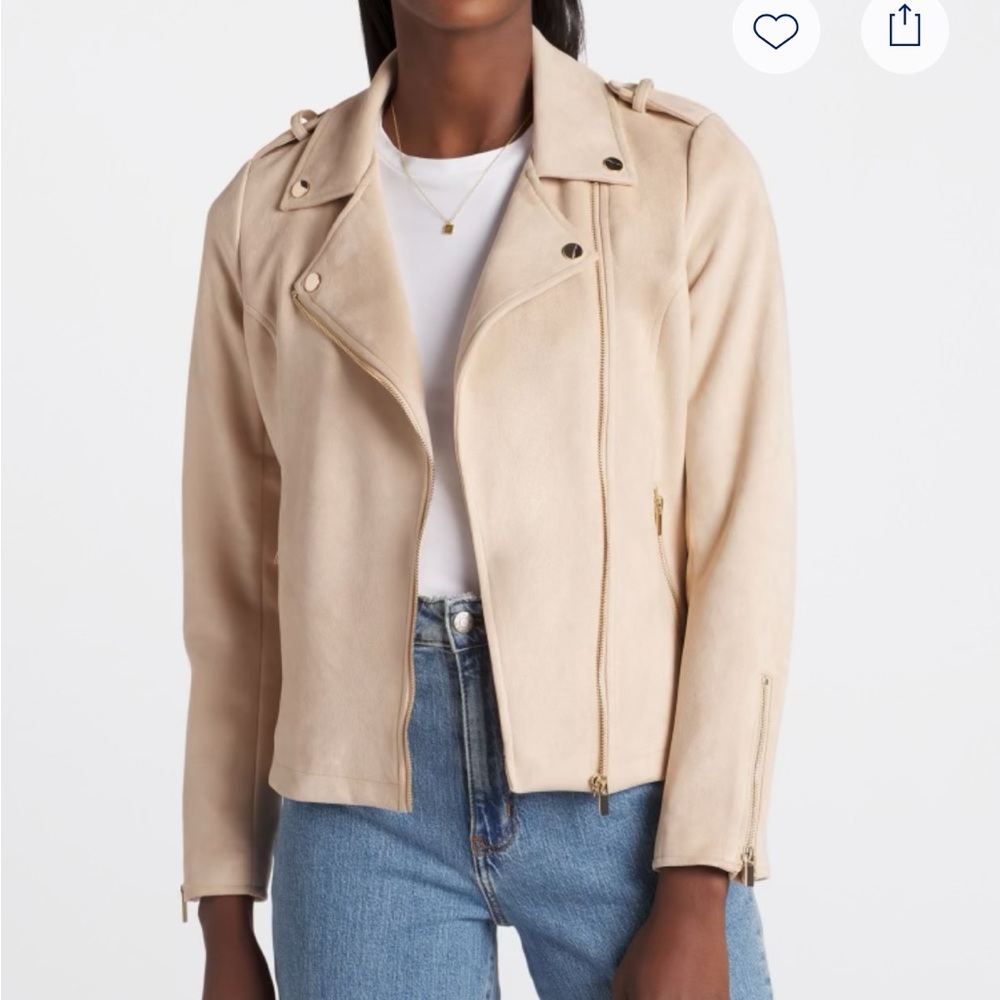 NWOT Mo-Ka Faux Suede Moto Jacket